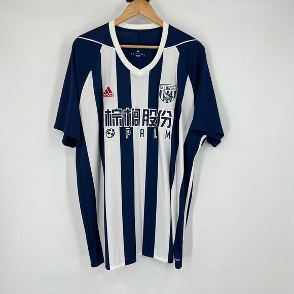 Adidas Soccer Jersey West Bromwich Albion 2017-18 Home Kit White Blue Mens 2XL - Picture 1 of 8